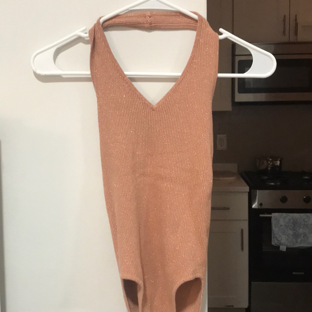 Kendall & Kylie sparkly peach bodysuit